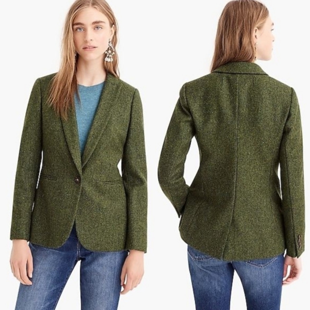 J. Crew Olive Green Tweed Blazer